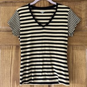 EUC Massini Short Sleeve Striped Shirt. V Neck. Womens Medium.